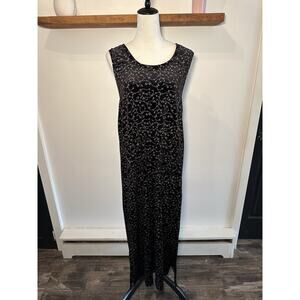 Claudia Womens Vtg Y2K 90’s Black Velvet Velour Sleeveless Jumper Dress Size M